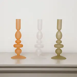 Melody Maison Rust Orange Frosted Glass Candle Holder - 20.5cm