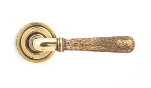 From The Anvil Aged Brass Hammered Newbury Lever on Rose Set (Art Deco)