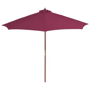 Berkfield Outdoor Parasol with Wooden Pole 300 cm Bordeaux Red