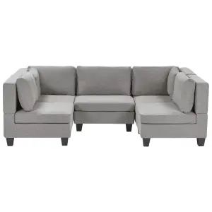 5-Seater Modular Fabric Sofa Light Grey UNSTAD