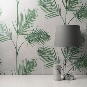 South Beach Palm Leaf Wallpaper Stone Fine Decor FD42678