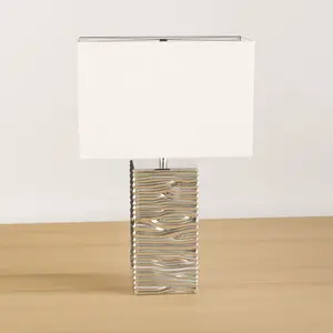 Rayburn 47cm Table Lamp Chrome Base/White Shade / Yes