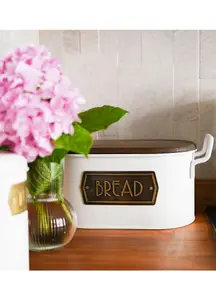 Rozi White Bread Bin - 17 cm (H) x40 cm (W) x 20 cm (D)