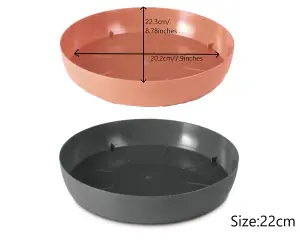 Round Plastic Water Plant Pot Saucer Trays Terracotta  22cm