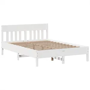 Berkfield Bed Frame without Mattress White 150x200 cm King Size Solid Wood Pine