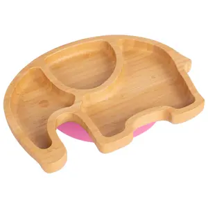 Tiny Dining - Children's Bamboo Suction Elephant Plate - Pink