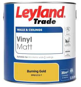 Leyland Trade Vinyl Matt Walls & Ceilings Emulsion Paint Burning Gold (PPG1213-7) 2.5L