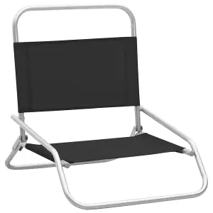 Berkfield Folding Beach Chairs 2 pcs Black Fabric