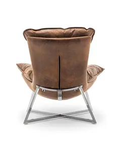 Faux Leather Suede Brown Pierina Accent Chair