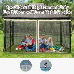 Outsunny 302 x 207cm Universal Replacement Gazebo Mesh Netting Screen Walls