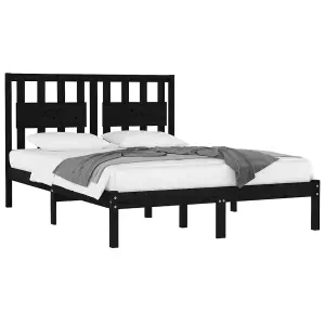 Berkfield Bed Frame Black Solid Wood Pine 140x200 cm