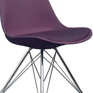 Soho Aubergine Plastic Dining Chair with Chrome Metal Legs