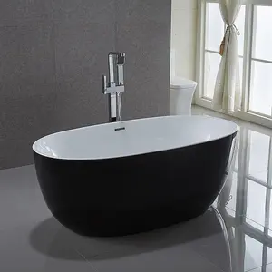 Lincoln Black Double Ended Small Freestanding Bath 1500mm x 750mm