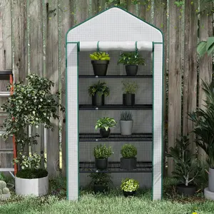 Outsunny Widened Mini Greenhouse 5 Tier Green House, 193H x 90W x 49Dcm, White