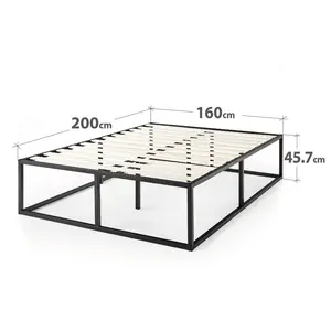 Dekker Minimal Metal Bed - 46 cm High Black / European King (160 x 200 cm)