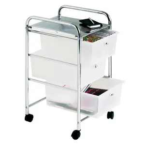 Essentials by Premier 3 White Plastic Drawers Trolley