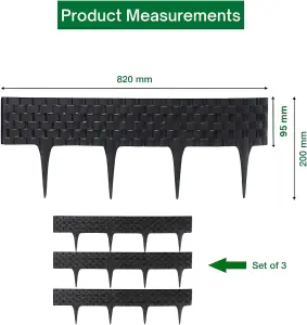 Flexible Black Rattan Effect Lawn Edging 2.4m - Flexible Plastic Garden Border Easy Install Edging for Grass, Gravel and Landscape