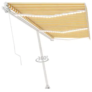 Berkfield Manual Retractable Awning with LED 600x300 cm Yellow and White