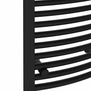 Rinse Bathrooms Electric Heated Towel Rail Curved Black Bathroom Towel Radiator 1800x400mm - 800W