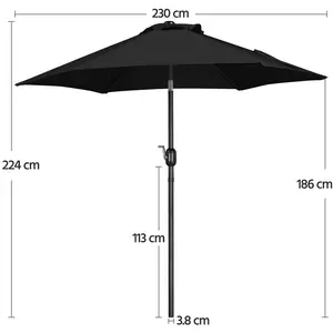 Market Parasol Black / 224cm H x 230cm W x 230cm D