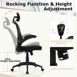 COSTWAY Height Adjustable Mesh Office Chair with Headrest