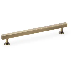 Straight Square Bar Pull Handle - Antique Brass 192mm Centres SOLID BRASS Drawer