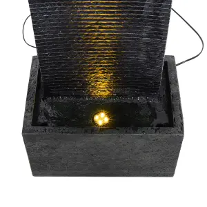 Outdoor Garden Wall Standing Water Feature Fountain with Warm Light W 340 x D 220 x H 980 mm