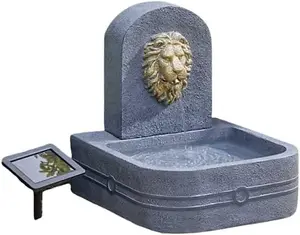 Lion Head Fountain Modern Rock Fall Water Fountain - Solar Powered Resin Recycling Water Feature