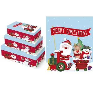 Eurowrap Oblong Santa Claus Christmas Gift Boxes (Pack of 3) Multicoloured (One Size)