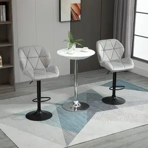 Nussbaum Height Adjustable Swivel Bar Stool (Set of 2) Light Grey