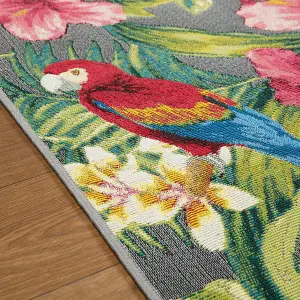 MultiColoured  Outdoor Rug, Floral Stain-Resistant Rug For Patio Decks Garden, Modern Outdoor Area Rug-160cm X 230cm