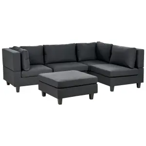 Corner Sofa with Ottoman UNSTAD Black Fabric Left Hand