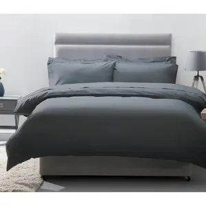 Cotton Solid Colour Duvet Cover Set with Pillowcases Slate / King Duvet Cover + 2 Standard Pillowcases