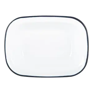 Argon Tableware - White Enamel Pie Dishes - 25.5cm - Navy - Pack of 2