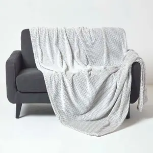 Homescapes Grey Mora Faux Fur Velvet Throw 130 x 160 cm