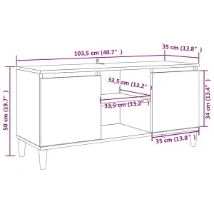 vidaXL TV Cabinet with Solid Wood Legs Smoked Oak 103.5x35x50 cm