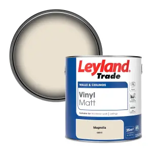 Leyland Trade Vinyl Matt Walls & Ceilings Emulsion Paint Magnolia (08B15) 2.5L