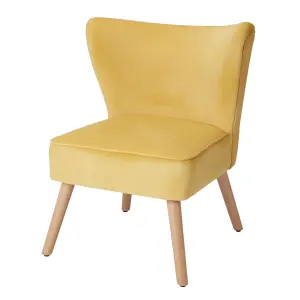 Zorita Yellow Velvet effect Occasional chair (H)830mm (W)650mm (D)71.5mm