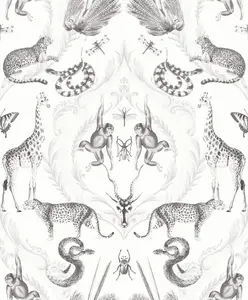 Galerie Bazaar White Greys Menagerie Smooth Wallpaper