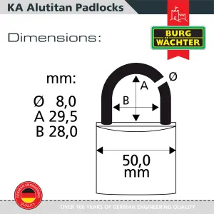 Solid Aluminium Keyed alike 50mm Padlock (5 in a box)