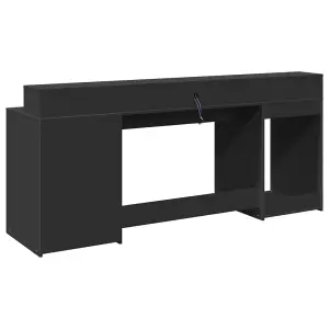 Berkfield Desk with LED Lights Black 200x55x91 cm Engineered Wood