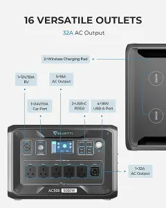 BLUETTI Power Station AC500 & B300K Expansion Battery 2764.8Wh LiFePO4 Battery Backup 5000W Solar Generator witn cable P090D-P150D