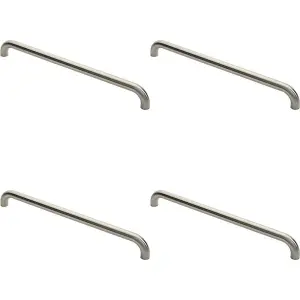 4x Round D Bar Pull Handle 630 x 30mm 600mm Fixing Centres Satin Steel