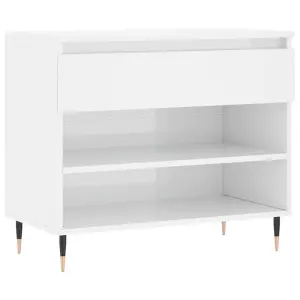 Shoe Cabinet High Gloss White 70x36x60 cm Engineered Wood