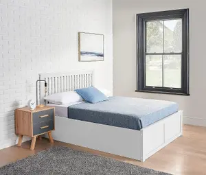 Wooden Ottoman Bed Frame Double - No Mattress