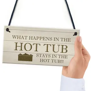 Shabby Chic Hot Tub Sign Funny Hot Tub Accessories Summerhouse Garden Plaque