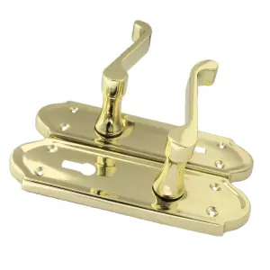 Ashford Door Handle Key Lock Scroll Lever - Polished Brass