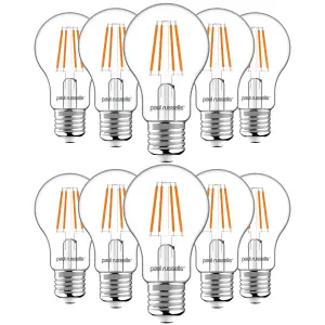 paul russells LED Filament Dimmable GLS Bulb, ES E27, 12W 1521 Lumens, 100w Equivalent, 2700K Warm White, Pack of 10