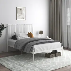 Giulia Modern Metal Bed White, Double