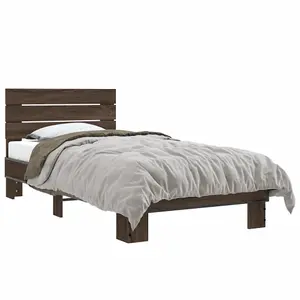 Berkfield Bed Frame without Mattress Brown Oak 75x190 cm Small Single